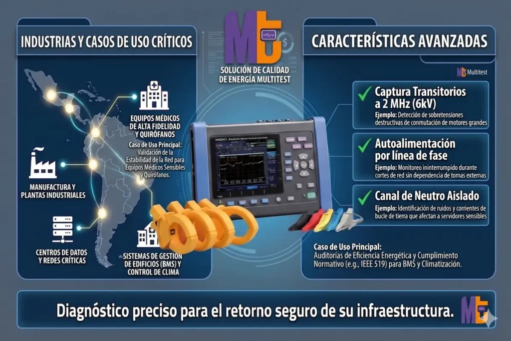 Multitest - PQ3198 infografía - Analizadores de Energía